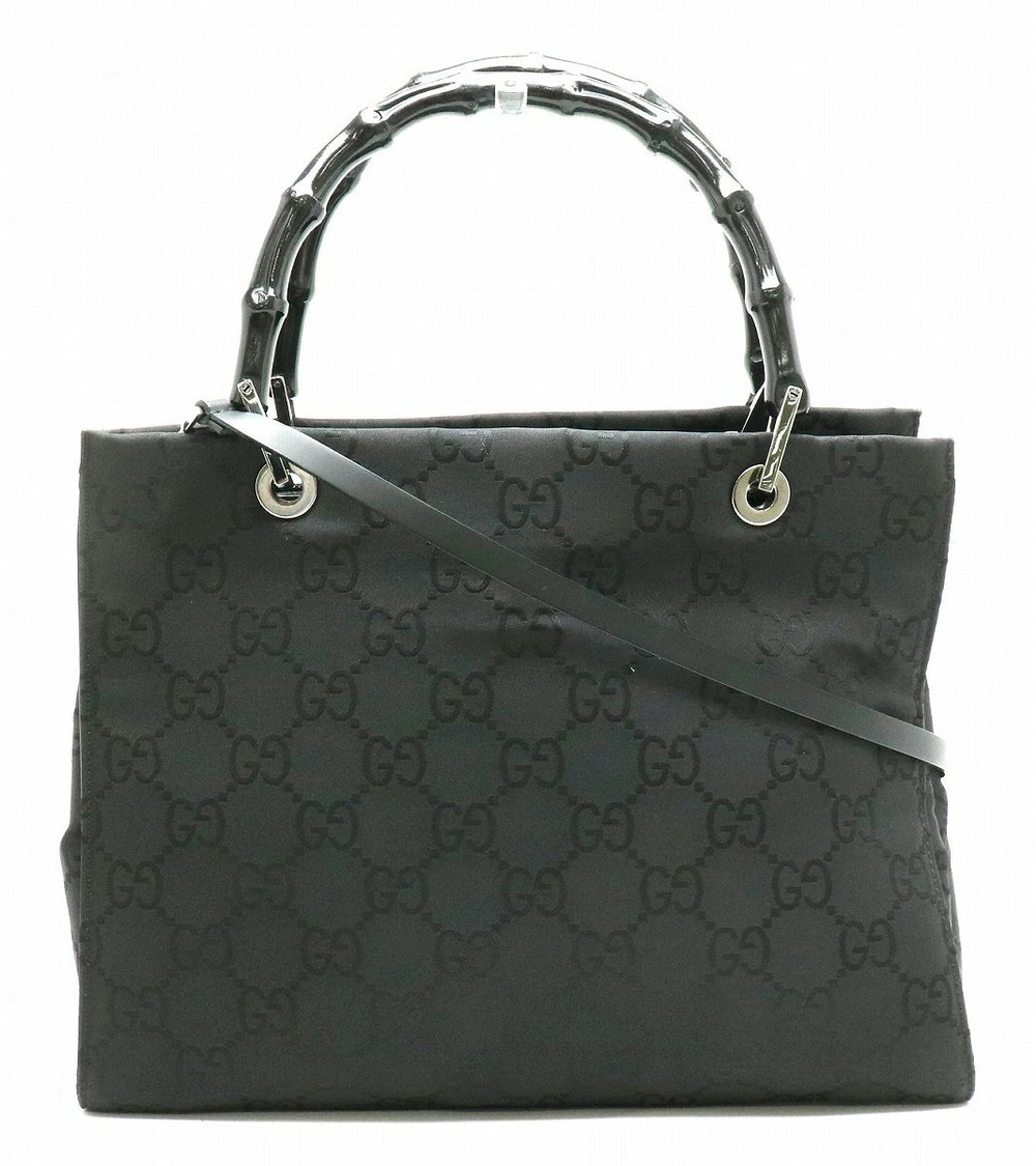 Gucci Bamboo Tote Bag Handbag Shoulder Black
